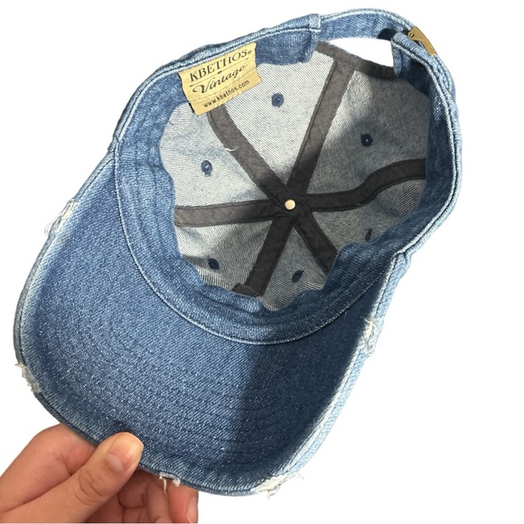 KBethos Vintage Washed Distressed Blue Denim Fitted Hat Size XS - 6 5/8 - Picture 4 of 7